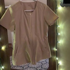 Jaanuu Biker Scrub Top. Size Small. Tan